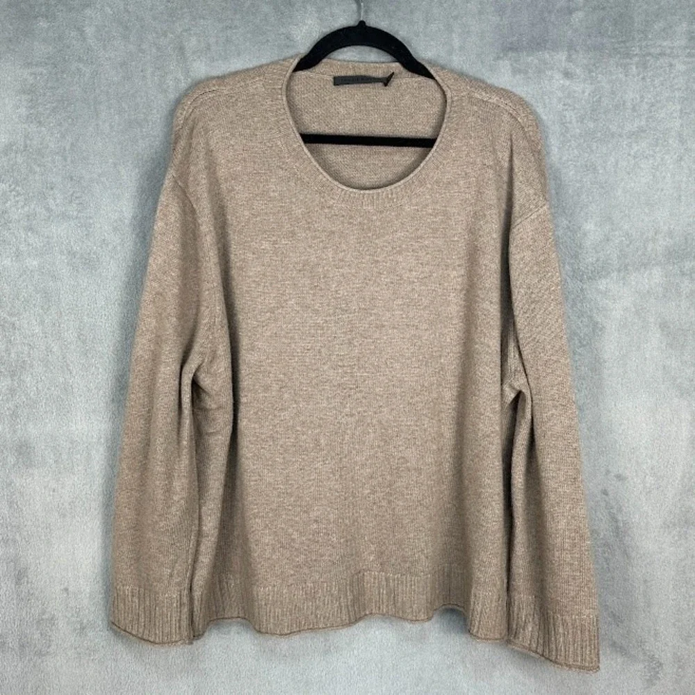 Jenni Kayne Everyday Sweater Womens 2X Brown Wool Cashmere Blend Quiet Luxury